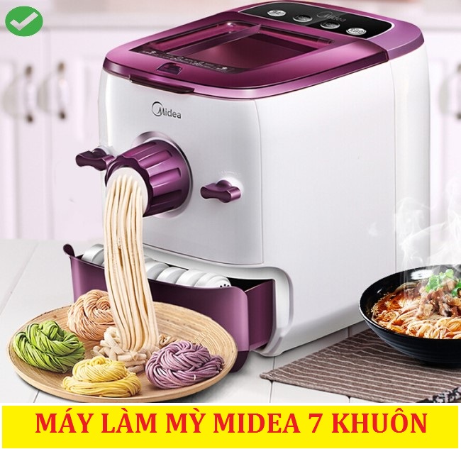 [Chính hãng Midea] Máy làm mì, máy làm bún tươi, máy làm mỳ ống tại nhà, có 7 khuôn đầu ra, có dịch tiếng Việt, tặng công thức làm món ăn