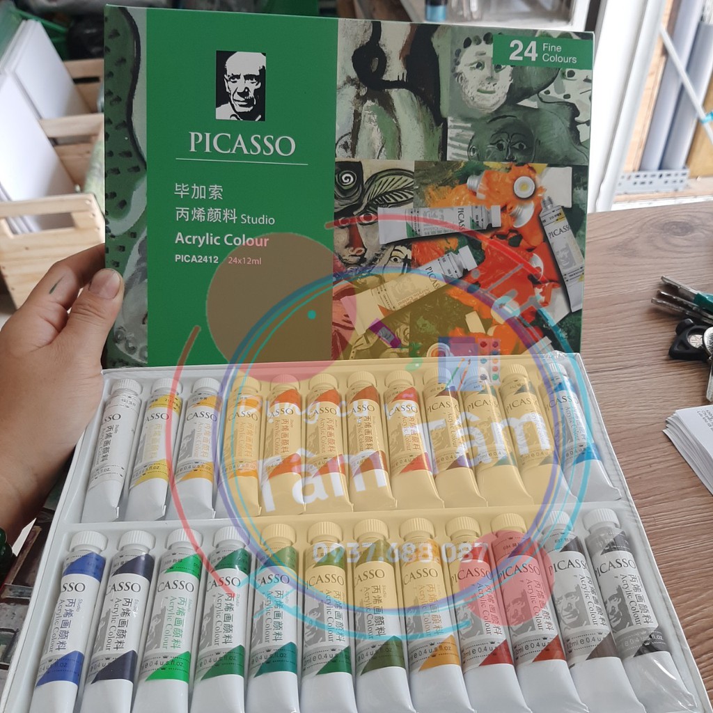 Màu Acrylic Picasso, Màu màu vẽ lên quần áo, màu vẽ lên túi xách-Dụng cụ vẽ Tâm Tâm