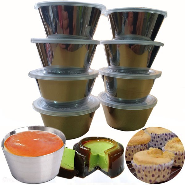 Bộ 5 Khuôn Làm Bánh Inox 304 Có Nắp ( 7cm ) Làm Bánh Flan , Rau Câu , Cupcake, Làm Đá Không Gỉ