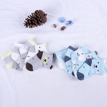 Set 5 đôi tất lưới cao cổ hình gấu cho bé T03