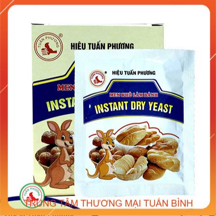 Men nở làm bánh Tuấn Phương, hộp 5 gói x 10g bột nở con chuột, men khô chất lượng dùng làm các loại bánh, Hàng date mới