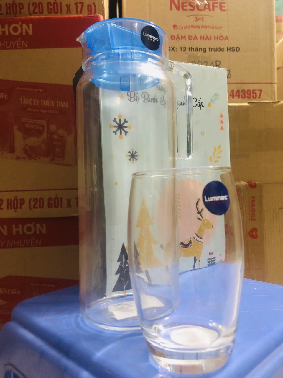 Bộ 1 bình và 1 ly thủy tinh Luminarc