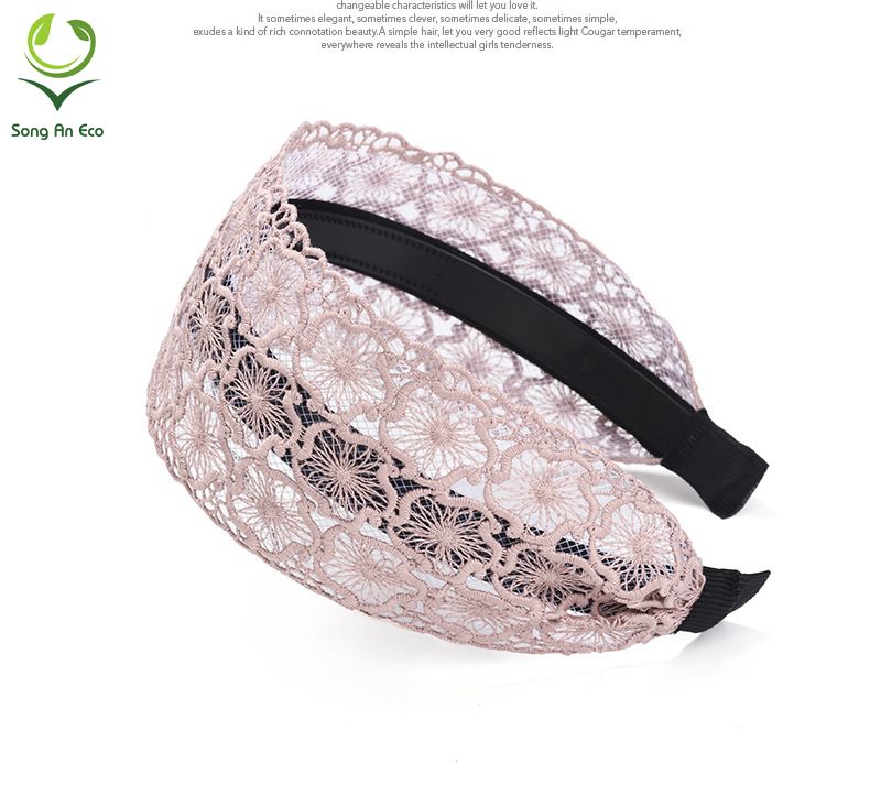 (5 màu) Bờm cài tóc bản to ren hoa dễ thương BN125