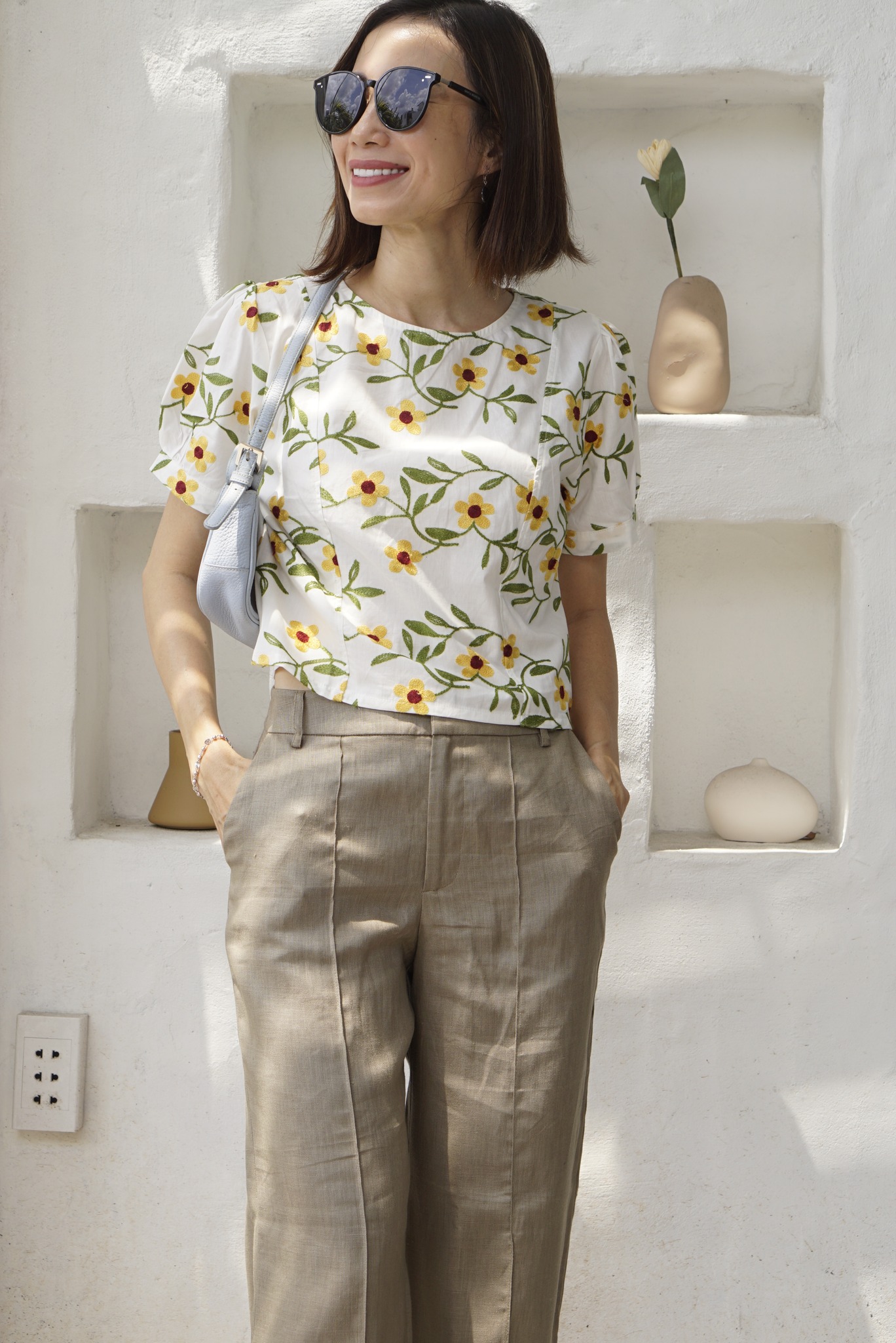 Quần linen ống suông chạy gân HEPBURN - MaxMessi