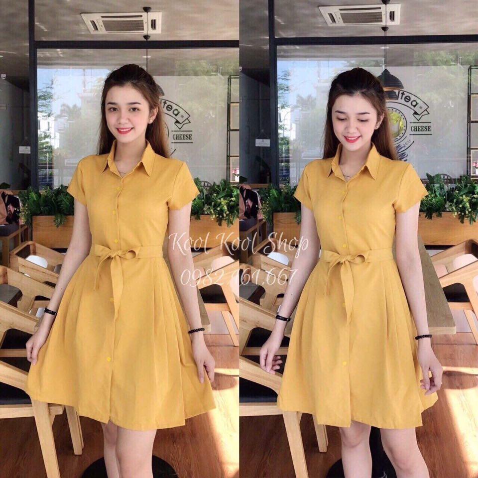 Đầm Nữ ( Váy Nữ ) Dáng Xòe Sơ Mi Phong Cách Hàn Thời Trang Bambo