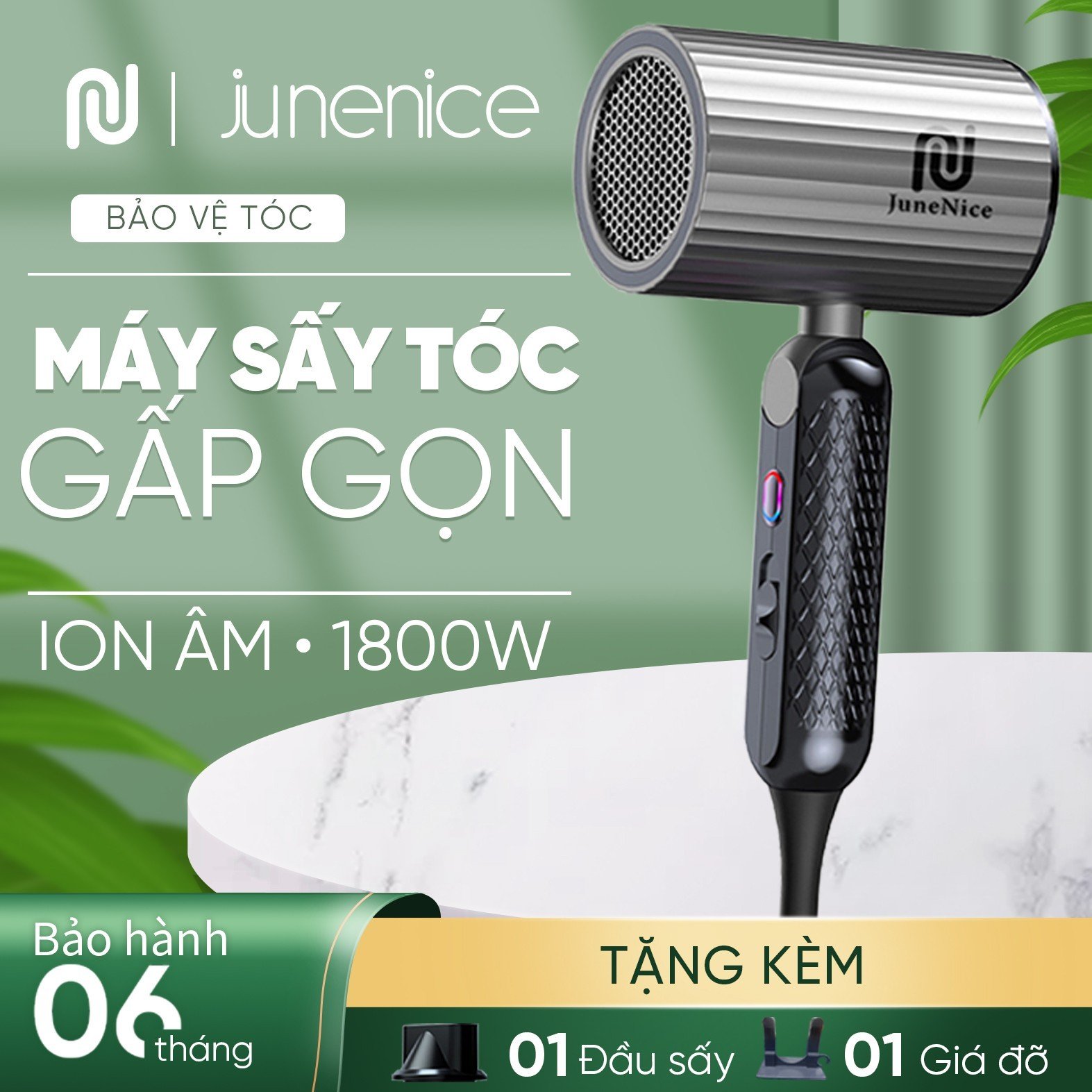 Máy Sấy Tóc June Nice 1800W Bản Mới Gấp Gọn Tiện Lợi Mang Theo Thiết Kế Màu Sắc Bắt Mắt Nhỏ Gọn Dễ Mang Theo