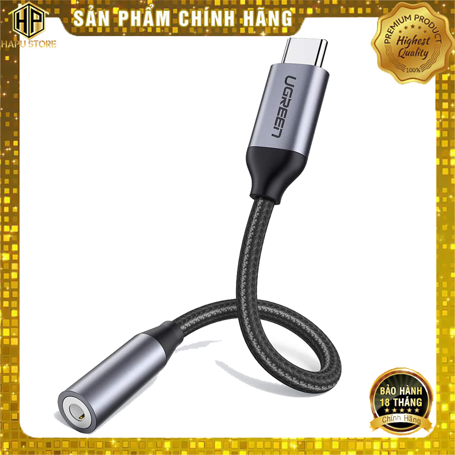 Cáp chuyển usb type c to 3.5mm ugreen 30632 dài 10cm chính hãng - hapustore