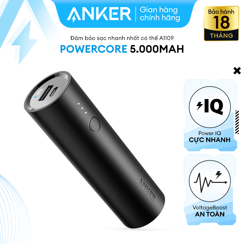 [PIN KHÔNG CÓ CỔNG SẠC TYPE-C] Pin sạc dự phòng ANKER PowerCore 5000mAh - A1109