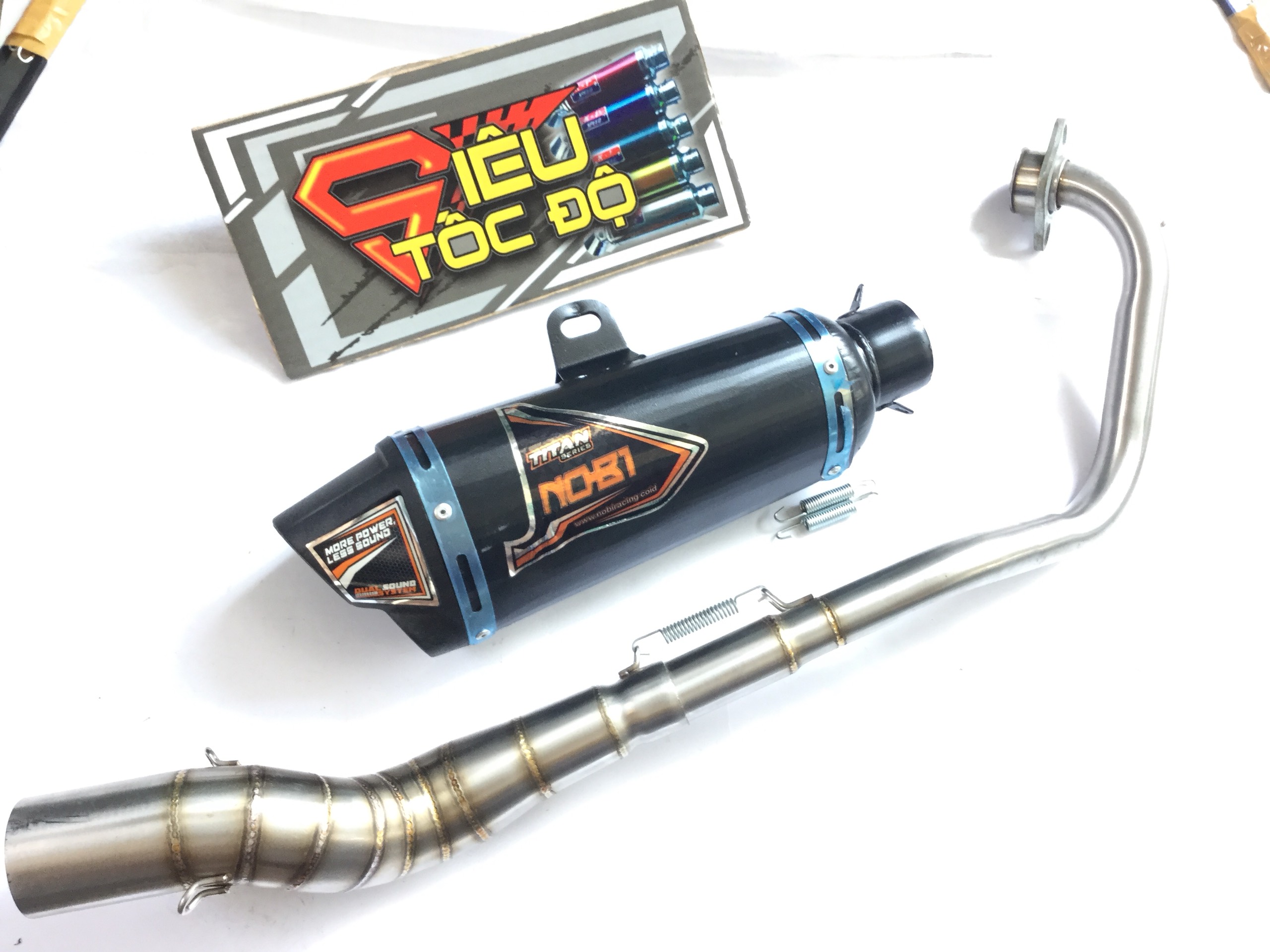 PÔ NOBI 2 NÒNG ĐEN - Cả Cổ Cong 2 Khúc inox 304 gắn wave, cup, dream, axelo, sirius, taurus, elegant, exciter, winer, sonic, raider fi, satria, gsx, SẢN PHẨM CHẤT LƯỢNG, GIAN HÀNG UY TÍN, MUA NGAY.
