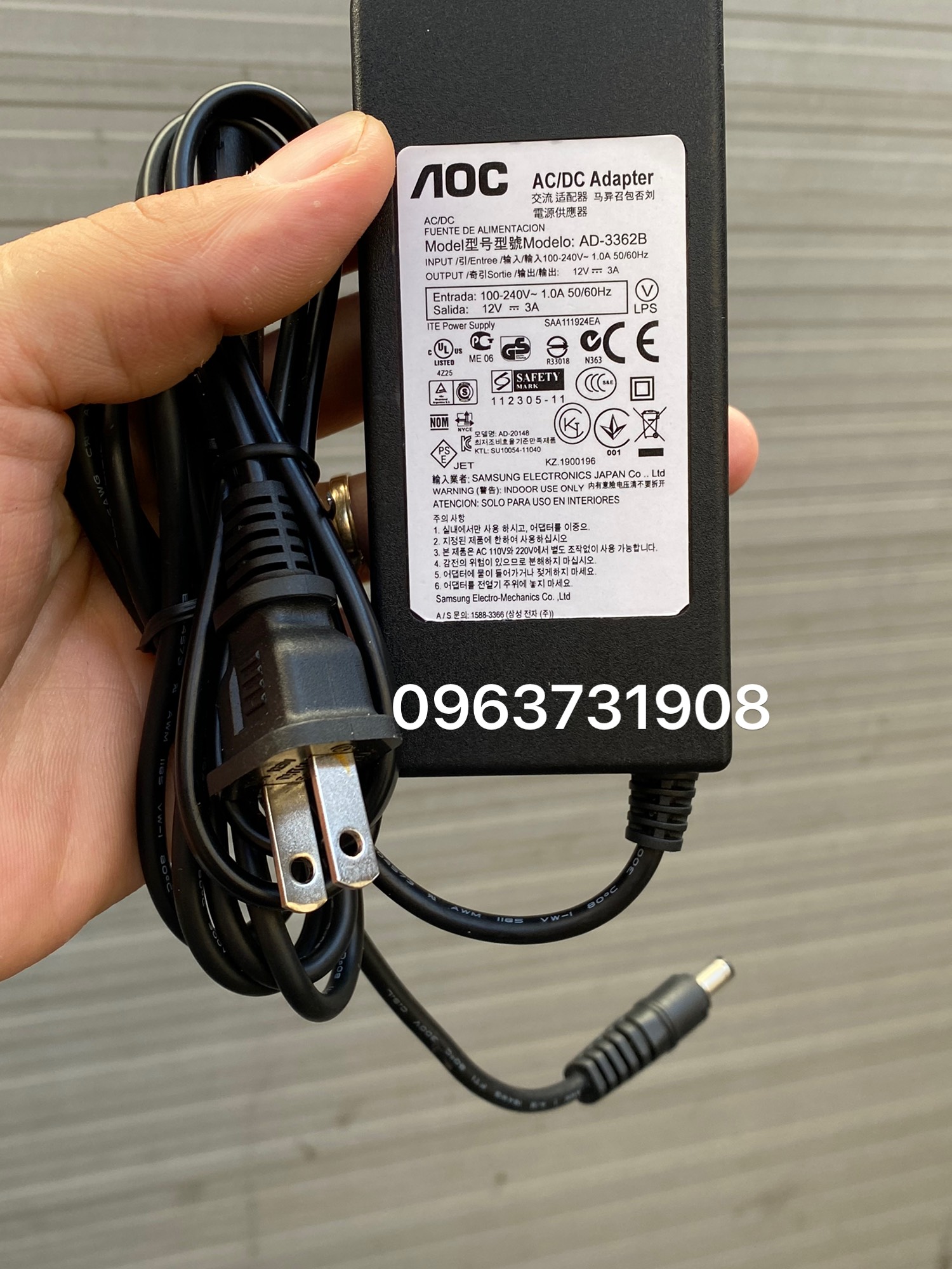 Cục nguồn cho màn hình AOC 12V 3A lọai cao cấp