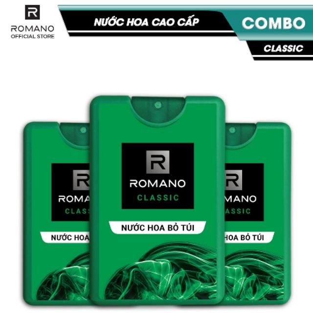 [HCM]Combo 3 chai Nước hoa Romano 18ml Classic