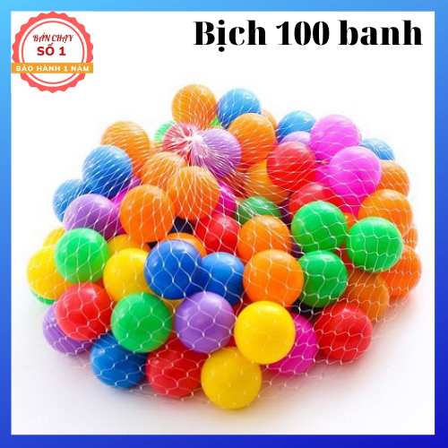 Túi 100 quả bóng nhựa nhiều màu sắc, chất liệu an toàn cho bé, bóng chơi nhà banh, lều trại...