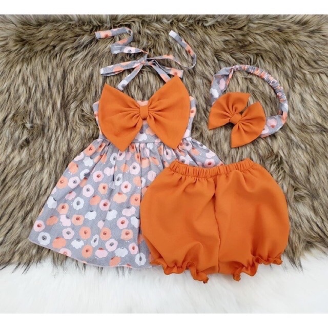 Set áo nơ ngực - quần bo kèm turban