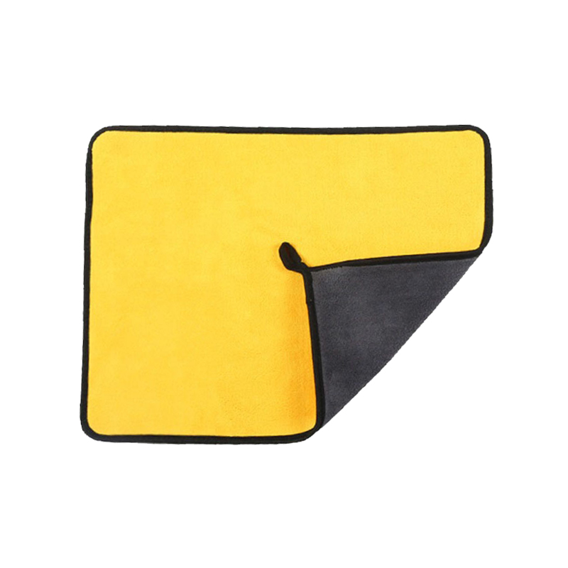 Khăn lau xe ô tô, nhà cửa chuyên dụng màu vàng xám Microfiber 2 lớp thấm hút nước tốt, dày dặn