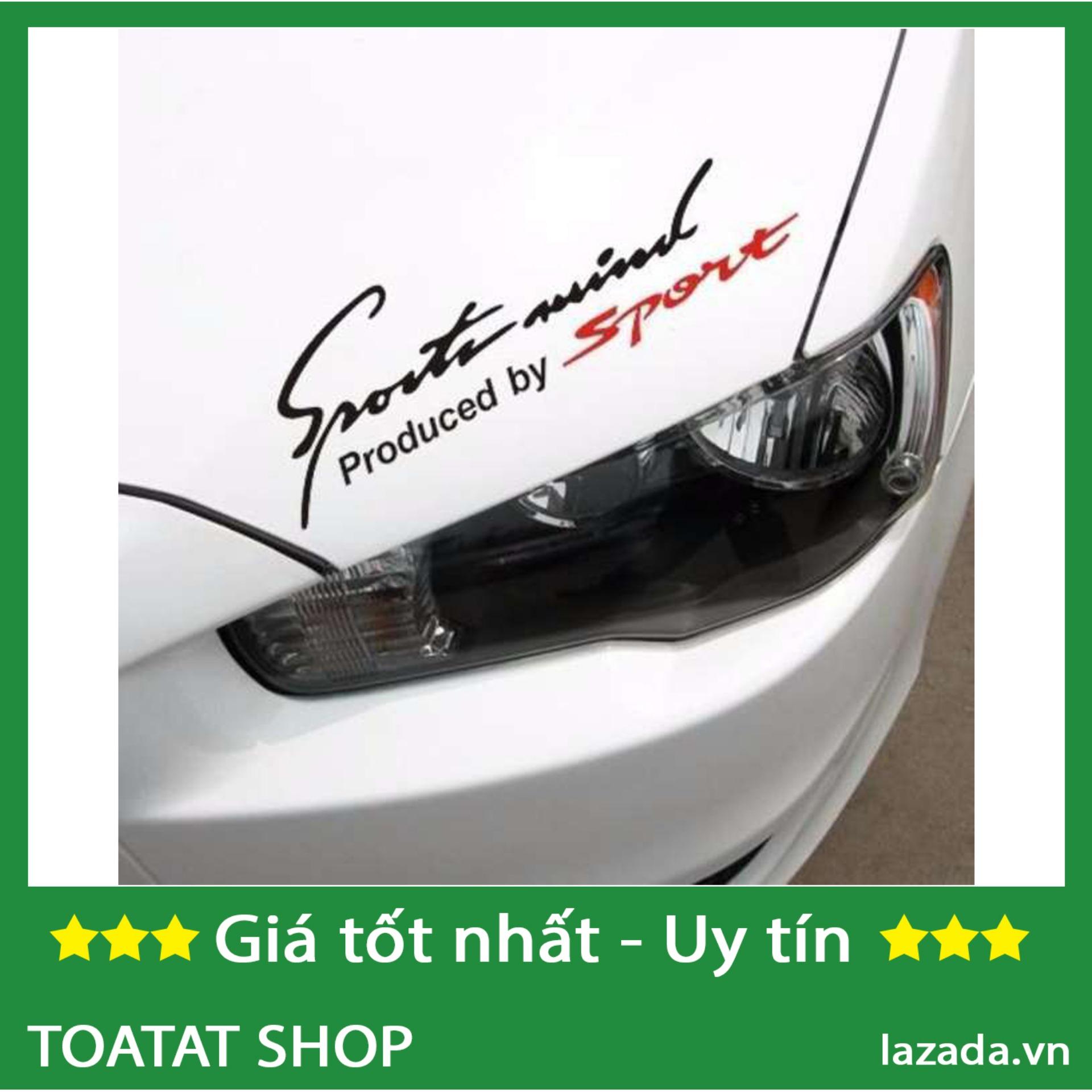 Tem dán Sport mind lên nắp capo xe hơi (Trắng)