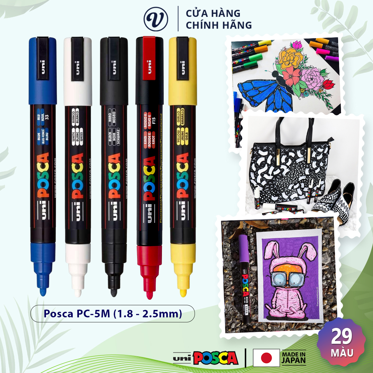 Bút sơn nước vẽ đa chất liệu Uni Posca PC-5M - Ngòi (1.8 - 2.5 mm)