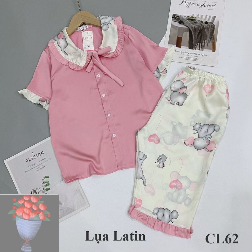 [FREESHIP + QUÀ XINH]  Đồ bộ nữ mặc nhà set đồ ngủ lụa mago cao cấp, Pyjamas nữ cộc lửng, Pyjama Queen, chất lụa mềm mại, thoáng mát + TẶNG KÈM dây cột tóc hoa cúc xinh xắn