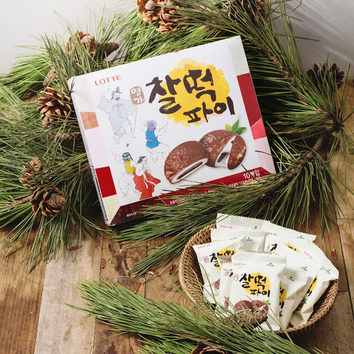 [350G] Bánh Mochi Đậu Đỏ Phủ Socola Lotte Hàn Quốc