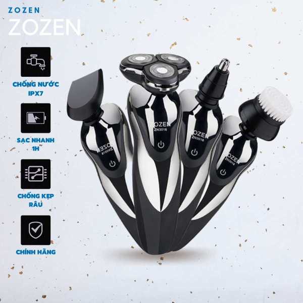 Máy cạo râu đa năng 3 lưỡi kép Zozen đen bạc sạc nhanh, chống nước bảo hành 24 tháng - KentoMart giá rẻ
