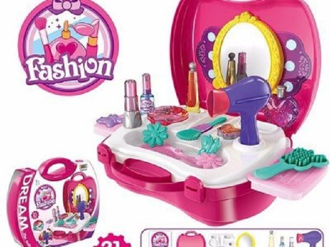 Đồ chơi làm đẹp cho búp bê 21 chi tiết kèm hộp đựng  nhỏ gọn siêu chắc chắn dành cho bé gái trên 2 tuổi, Do choi lam dep cho bup be 21 chi tiet kem hop dung thiet ke nho gon danh cho be gai tren 2 tuoi