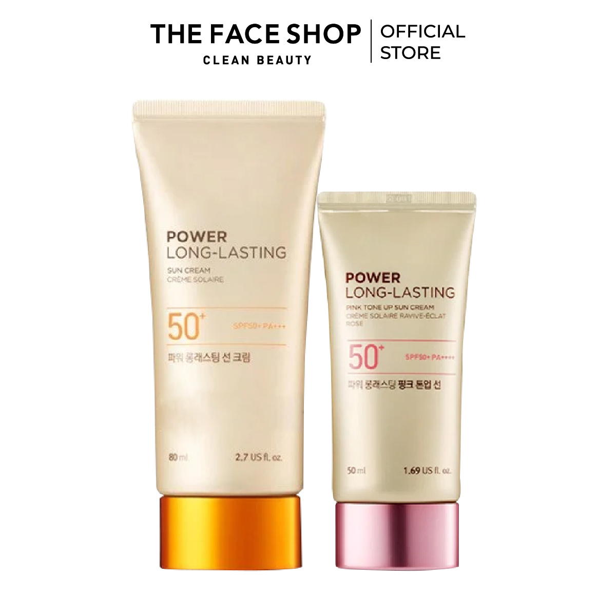 Combo kem chống nắng the face shop lâu trôi 80ml+kem chống nắng pink tone up 50ml
