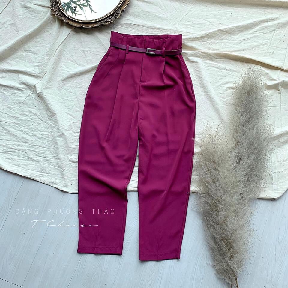 QUẦN BAGGY MÀU KÈM NỊT LƯNG CAO SNU