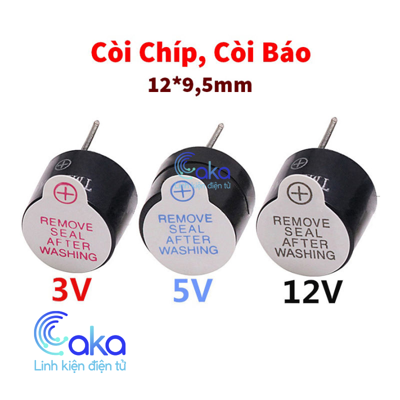 Còi chip buzzer 3v 5v 12v loa báo hiệu chủ động