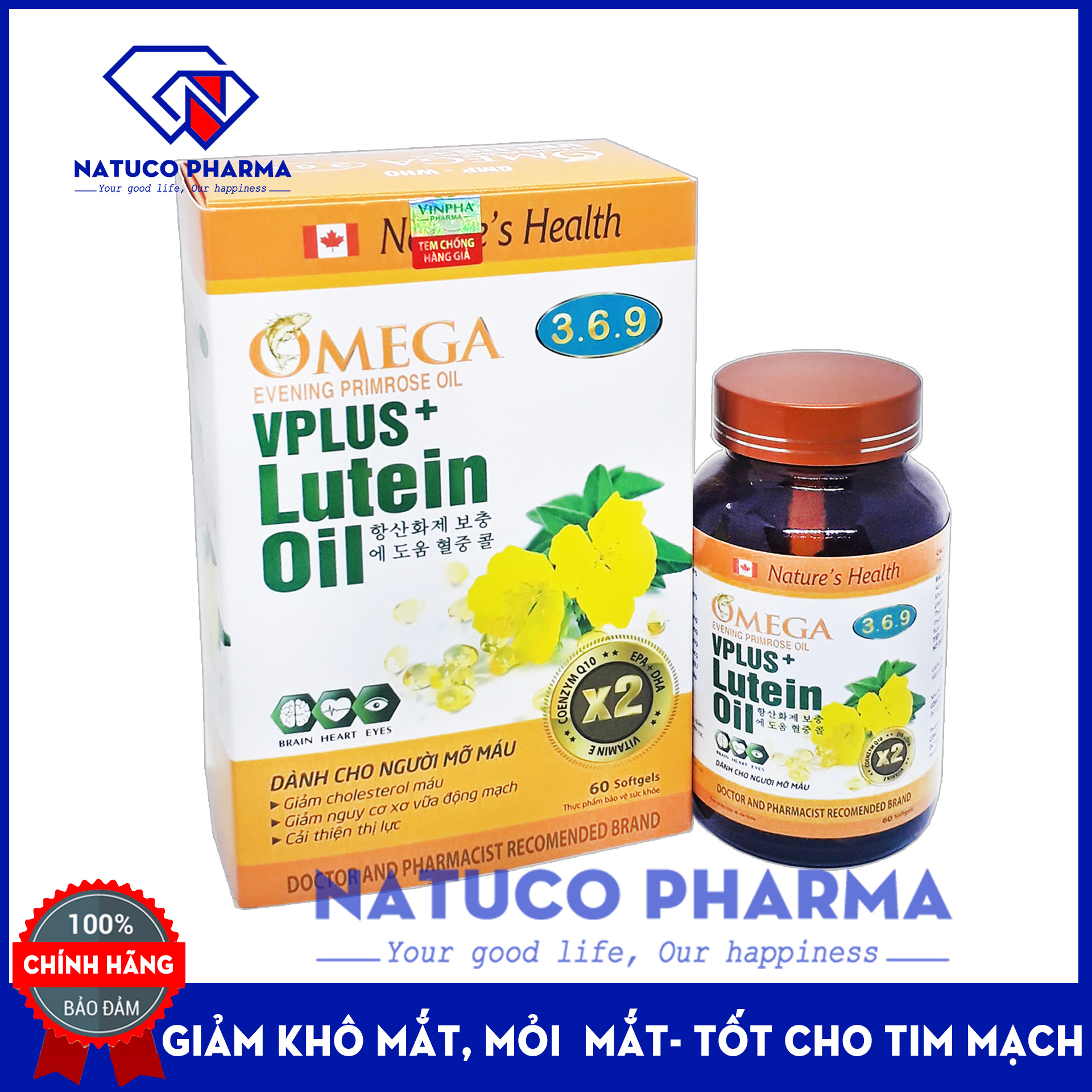 Viên dầu cá Omega 3 6 9 SUP bổ não, tăng cường thị lực, khỏe tim mạch - chuẩn GMP Bộ Y tế - Hộp 60 viên