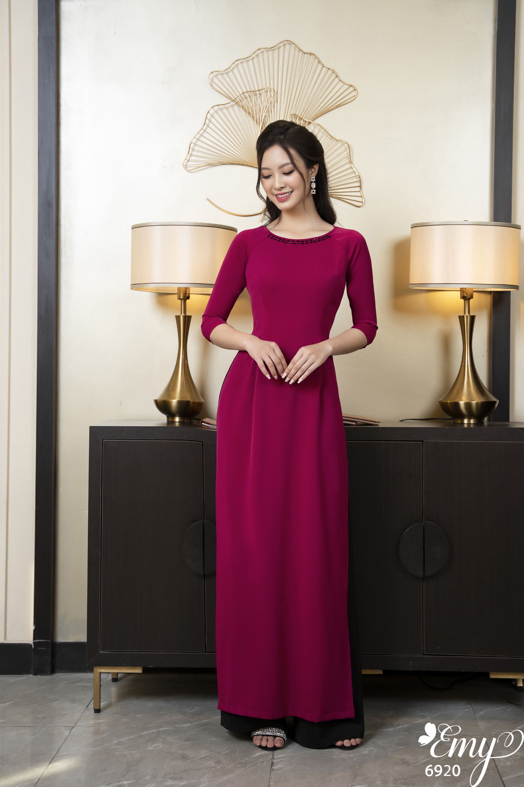 EMY EM6920 Áo Dài Hồng Trơn