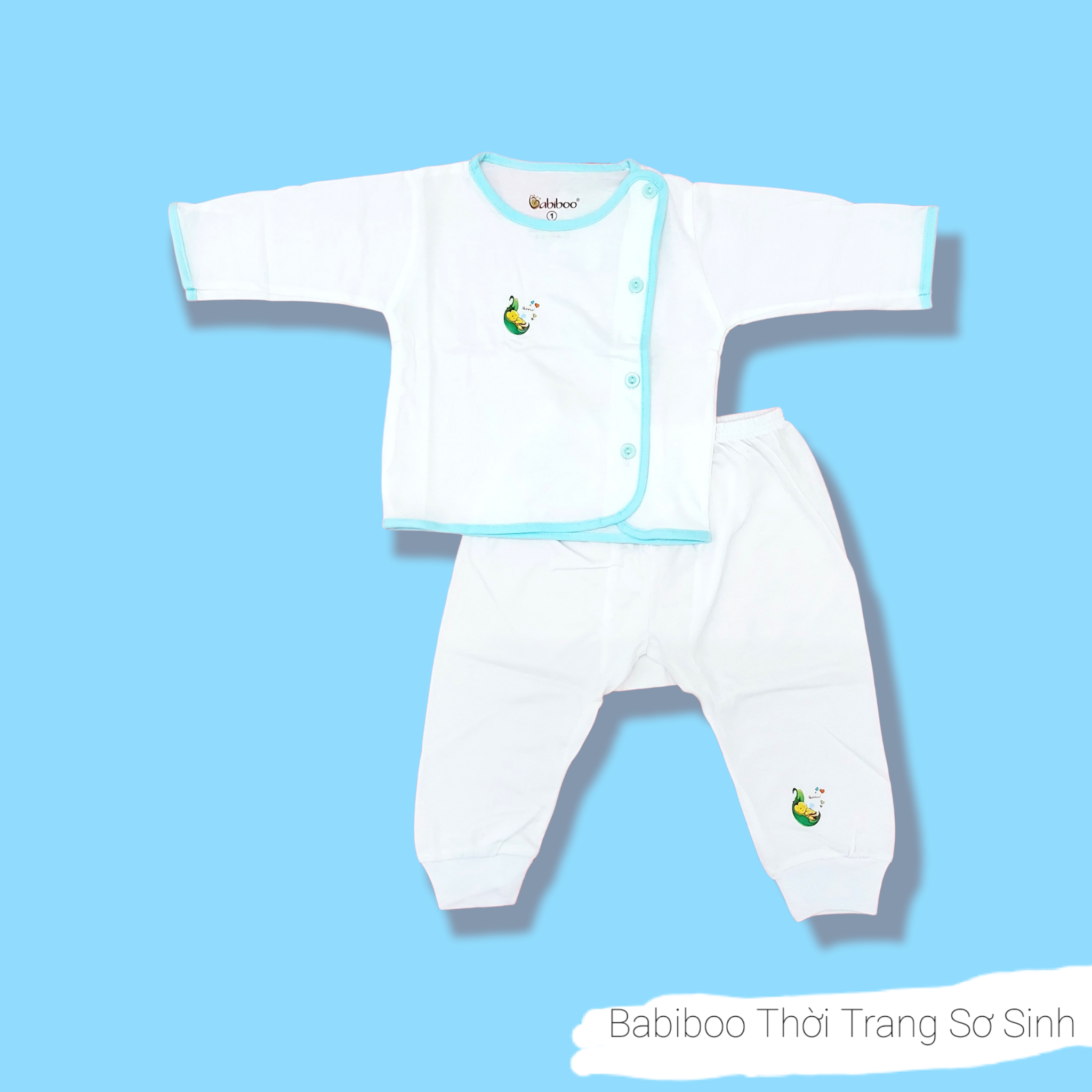 Bộ cotton sơ sinh dài tay cho bé BABIBOO - BBC27