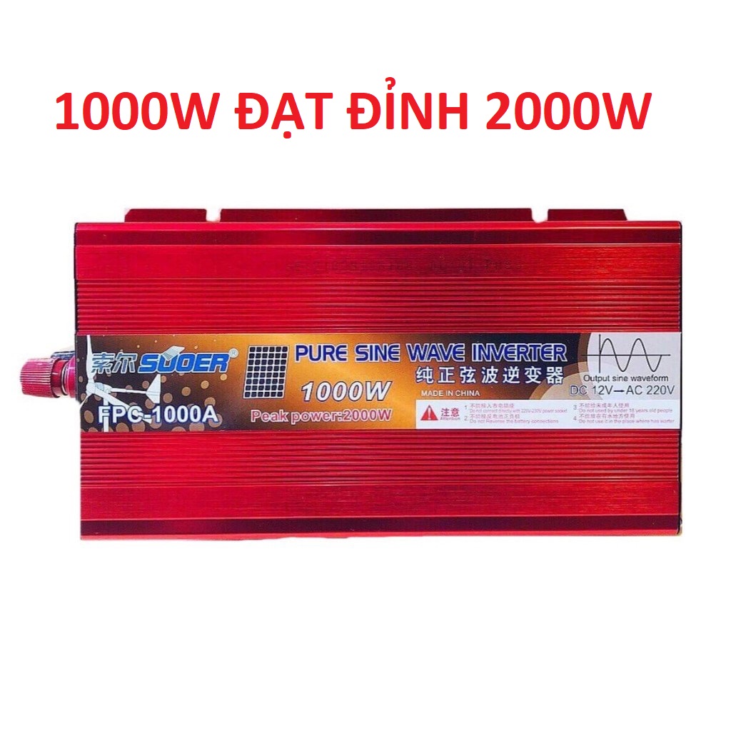 Bộ đổi điện sin chuẩn 1000w 12v sang 220v suoer đúng công suất - fpc-1000a-1000w