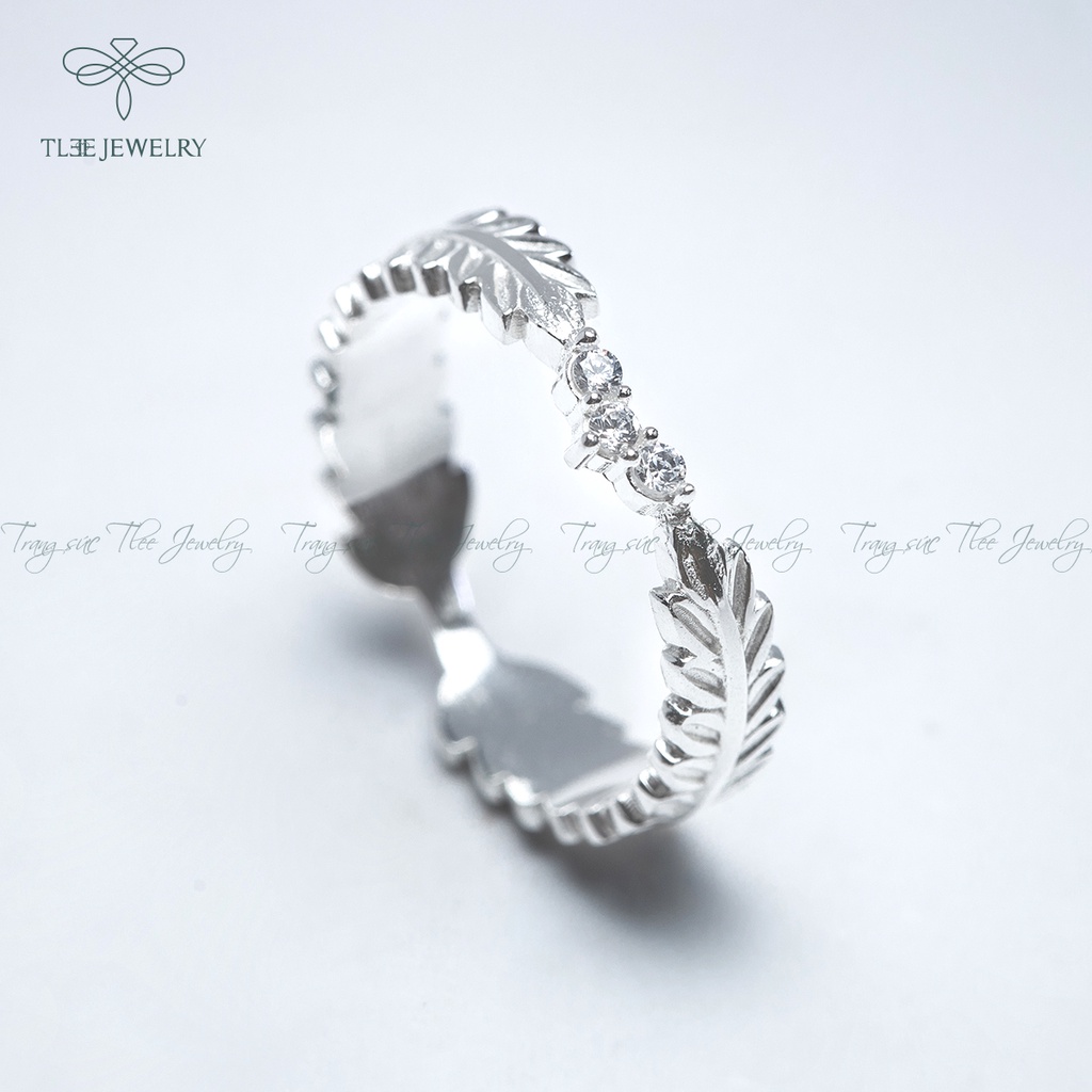 Nhẫn bạc nữ TLEE lá Henna nạm đá cao cấp TleeJewelry A0152