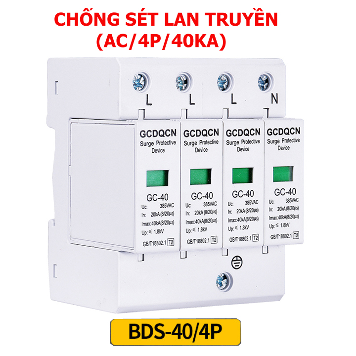 Thiết bị chống sét lan truyền AC 40KA 3 pha 4 cực, cắt sét ac 3 pha