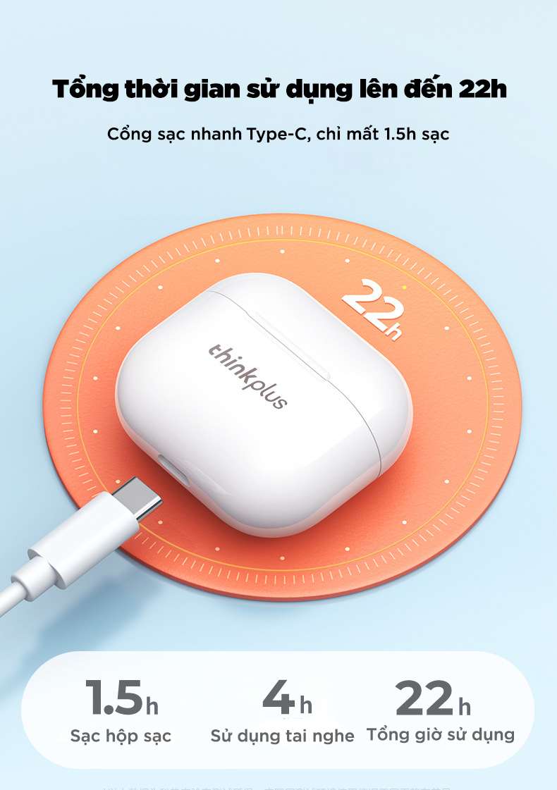 [Phiên Bản Mới 2022] Tai Nghe Bluetooth LENOVO ThinkPlus LP40
