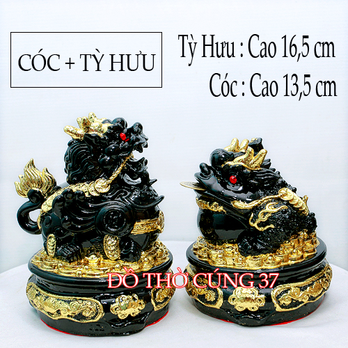 CÓC + TỲ HƯU  phong thủy màu đen  [ Bột đá + composite ]