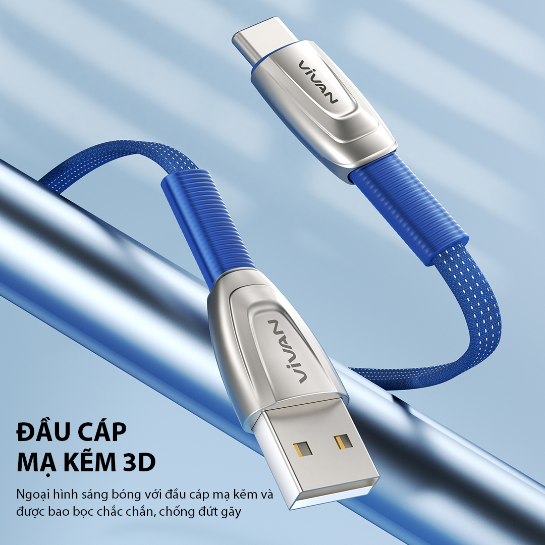 Cáp Sạc Nhanh Iphone/ Type-C/ MICRO USB  VIVAN 3A chiều dài 1m cáp sạc iphone ipad samsung xiaomi oppo vivo huawei chất liệu dây dù chống rối l hàng chính hãng