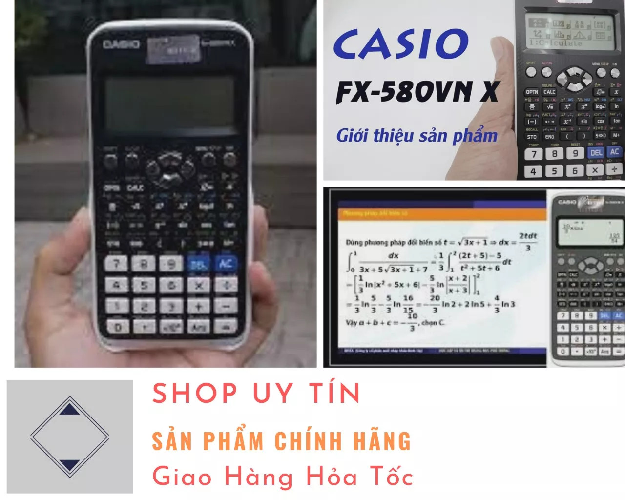 Máy Tính Casio FX-580VN X Dành Cho Học Sinh Cấp 2 Cấp 3 .Máy Tính Casio FX 580VN X . Màn hình LCD Độ Phân Giải Cao Nâng Cấp Chức Năng Giải Toán Tích Hợp