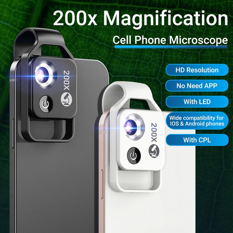 Portable Digital Microscope 200X Mini Digital Microscope with Universal Clip for Kids Adults Built-in LED Pocket Microscope for Phone Accessories useful
