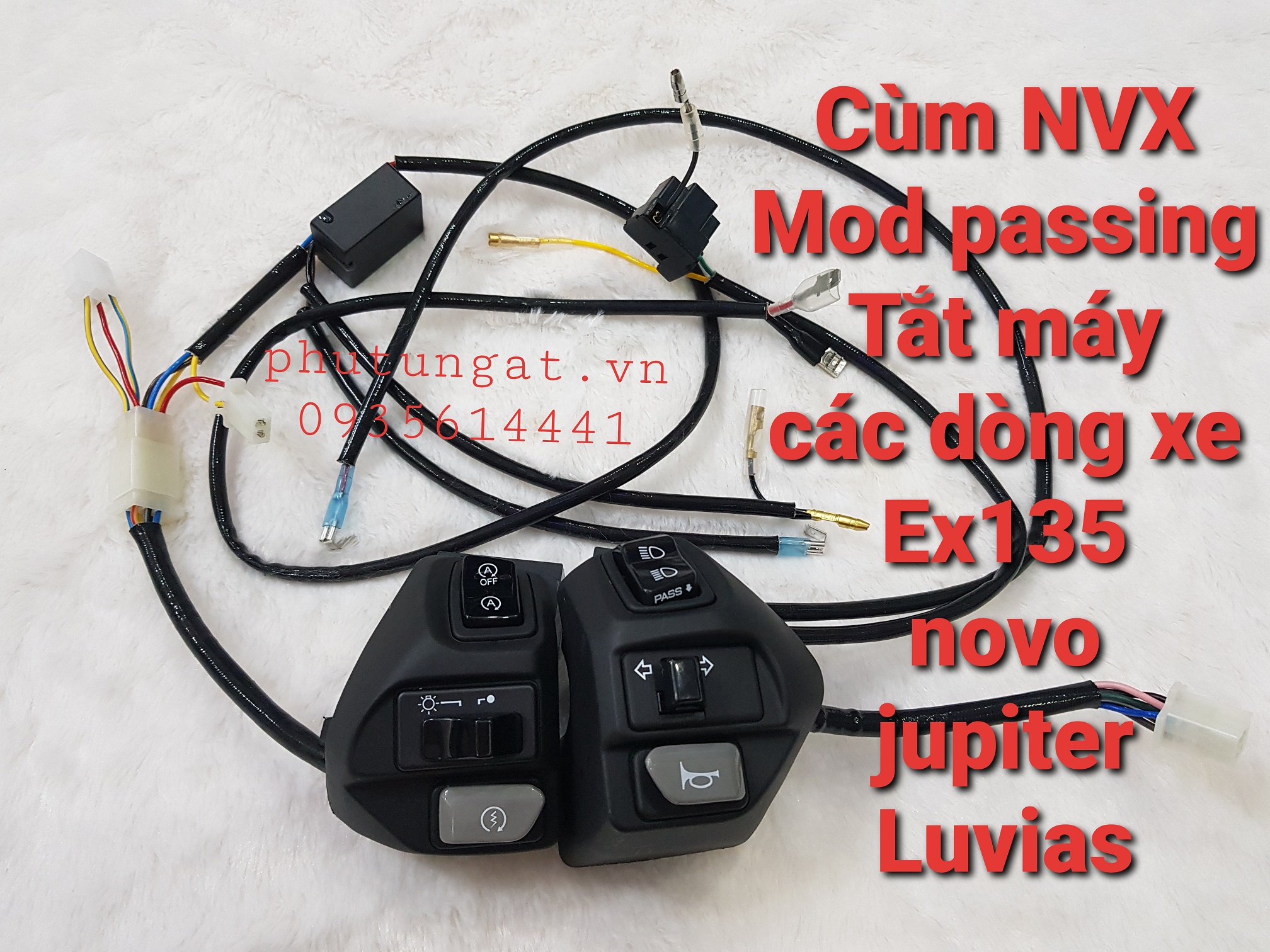 Cùm NVX chế Passing Sh và Tắt Máy Tạm Thời cho Các Dòng Xe EX135 NVX MIO Nouvo Jupiter Mx đầy đủ chức năng đấu như zin