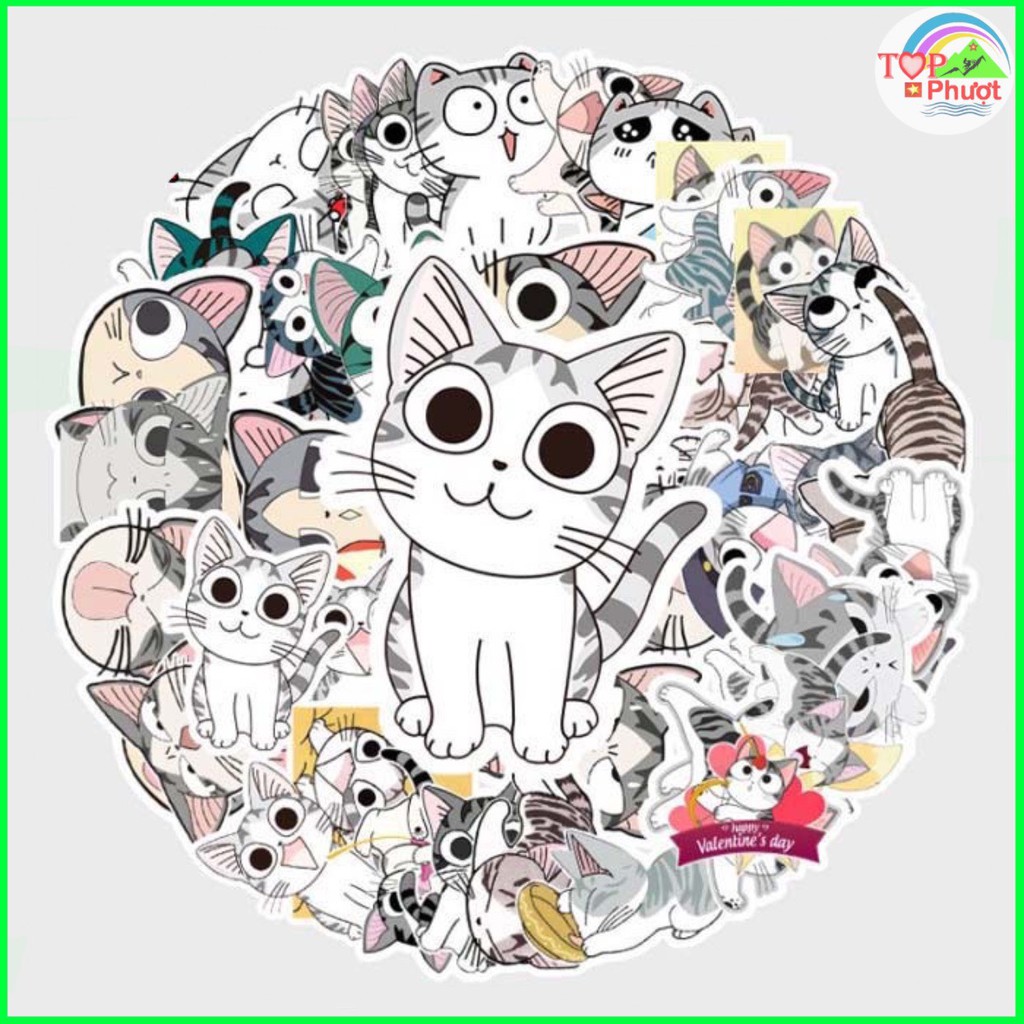 Bộ 50 Miếng Dán Sticker Chống Nước Hình Mèo Cute Dán Nón Bảo Hiểm, Dán ...