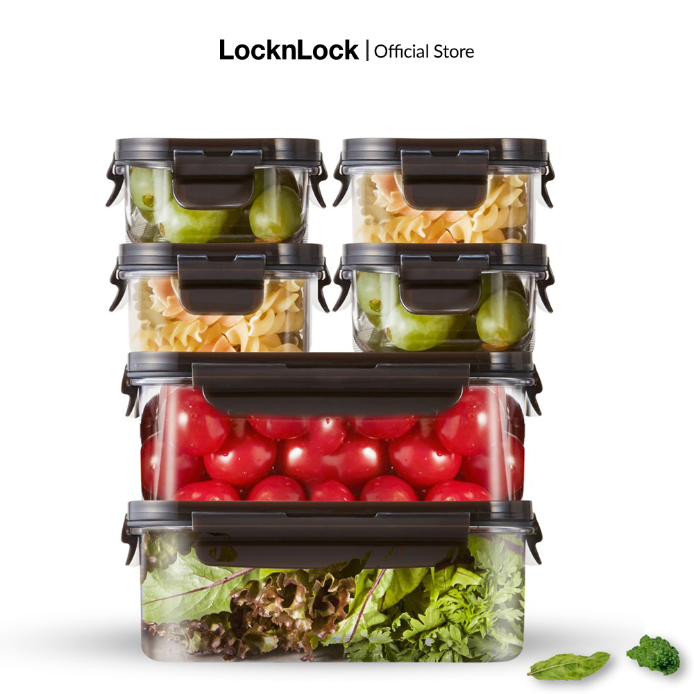 Hộp bảo quản thực phẩm bằng nhựa Lock&Lock Bisfree Modular từ 260ml đến 4.8L Nắp nâu gài 4 chiều, hộp đựng kín hơi