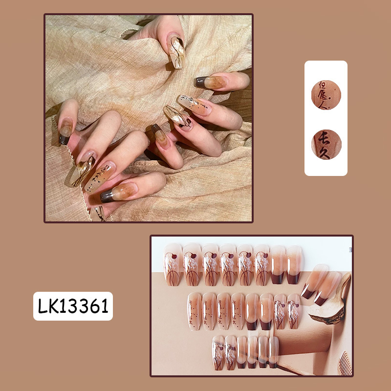 Bộ 24 móng tay giả  dễ tháo lắp phong cách doyin mới có tặng kèm keo nước MO07