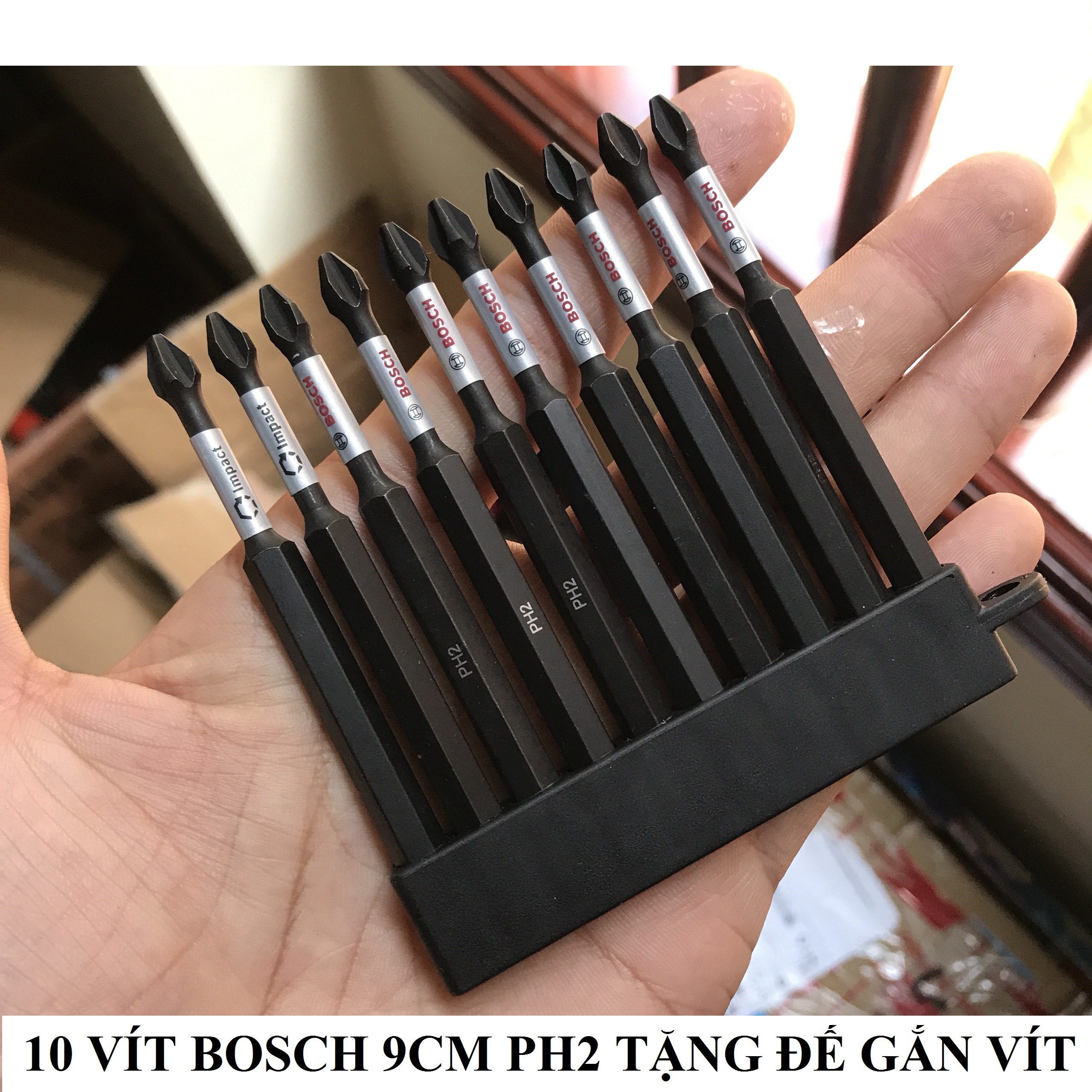 KM Combo Bộ 10 Mũi Vít Bosc nhập Đức,dài 9cm,PH2
