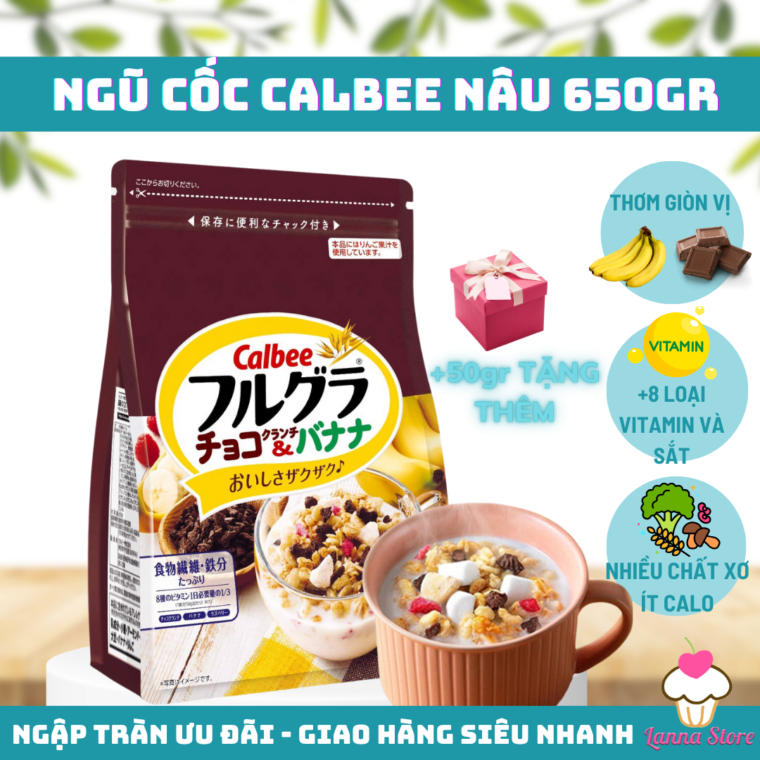 【MỚI T1/2025】 Ngũ cốc Calbee ăn kiêng giảm cân Nhật Bản mix hoa quả trái cây sữa chua dùng ăn sáng - GÓI NÂU 600g