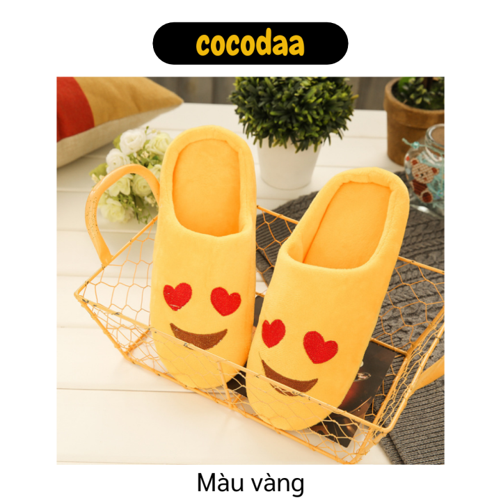 Dép Đi Trong Nhà - Dép Bông Nam Nữ Đi Trong Nhà, Văn Phòng Mặt Cảm Xúc Emoji Đáng Yêu - Dép Lông Giữ Ấm Đôi Chân