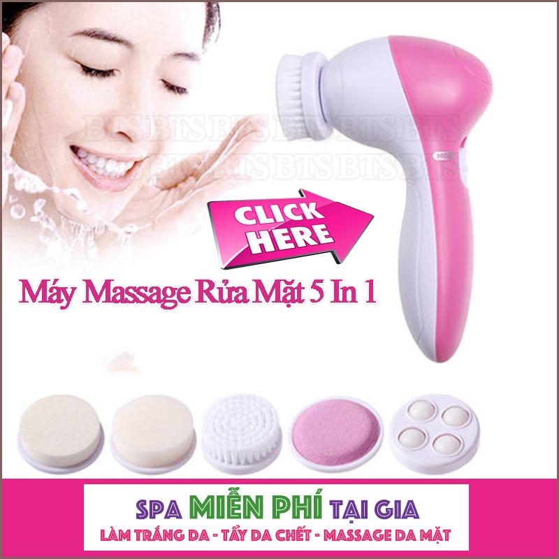 Máy rửa mặt dùng cho spa, Máy rửa mặt massage 5 trong 1 beauty care massager, may massage mat. HOT SALE 50%
