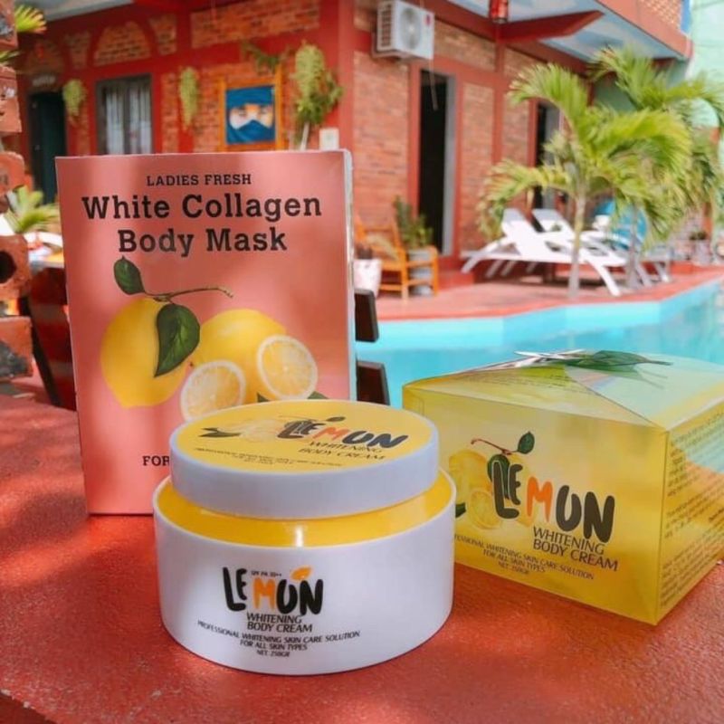Combo kem Body Lemon và 3 Ủ trắng chanh nhập khẩu