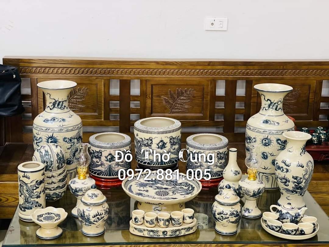 Bộ kỉ thờ,  bộ chén kỷ thờ Men Rạn Đen