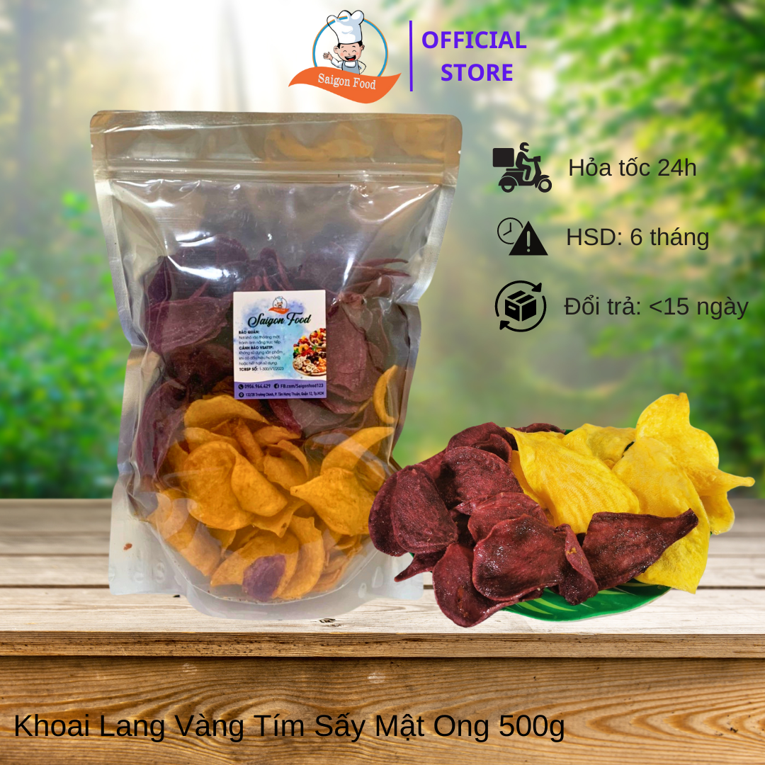 [HCM]500gram Khoai lang sấy mật ong vàng + tím - Saigon Food
