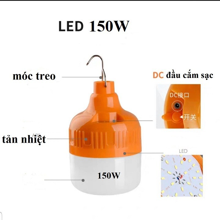 Bóng Đèn Buld Tích Điện 150w SẠc Pin Tiện Dụng